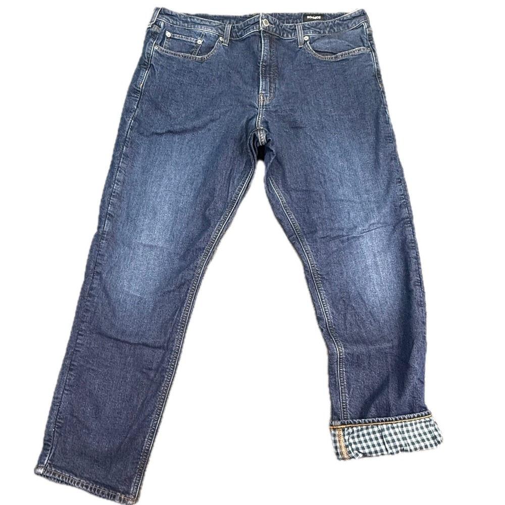 Bonobos Jeans Mens 40x32 Blue Flannel Lined Straight Leg Stretch Denim 4212